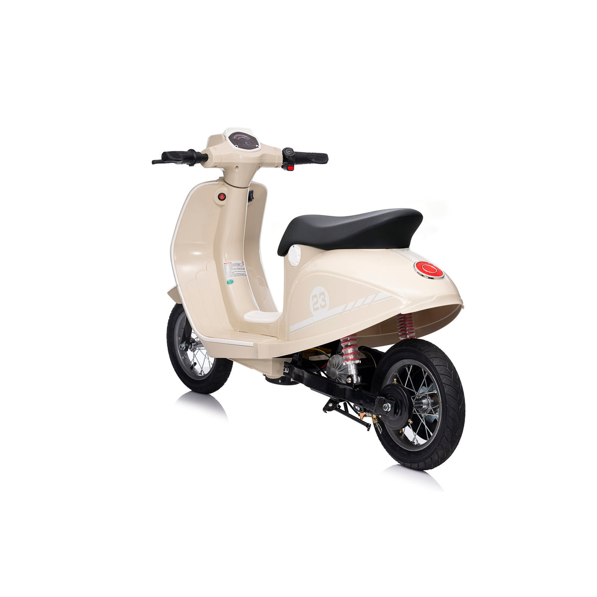 Scooter eléctrico infantil 24V 350W Beige - Vista trasera oblicua