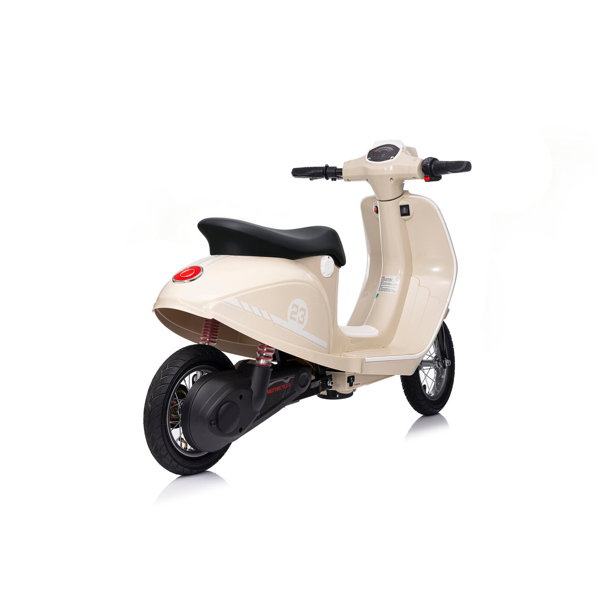 Scooter eléctrico infantil 24V 350W Beige - Vista trasera desde la derecha