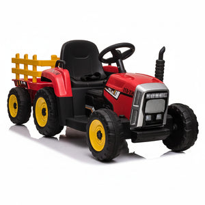 CarKiddo | Tractor eléctrico infantil con remolque - rojo